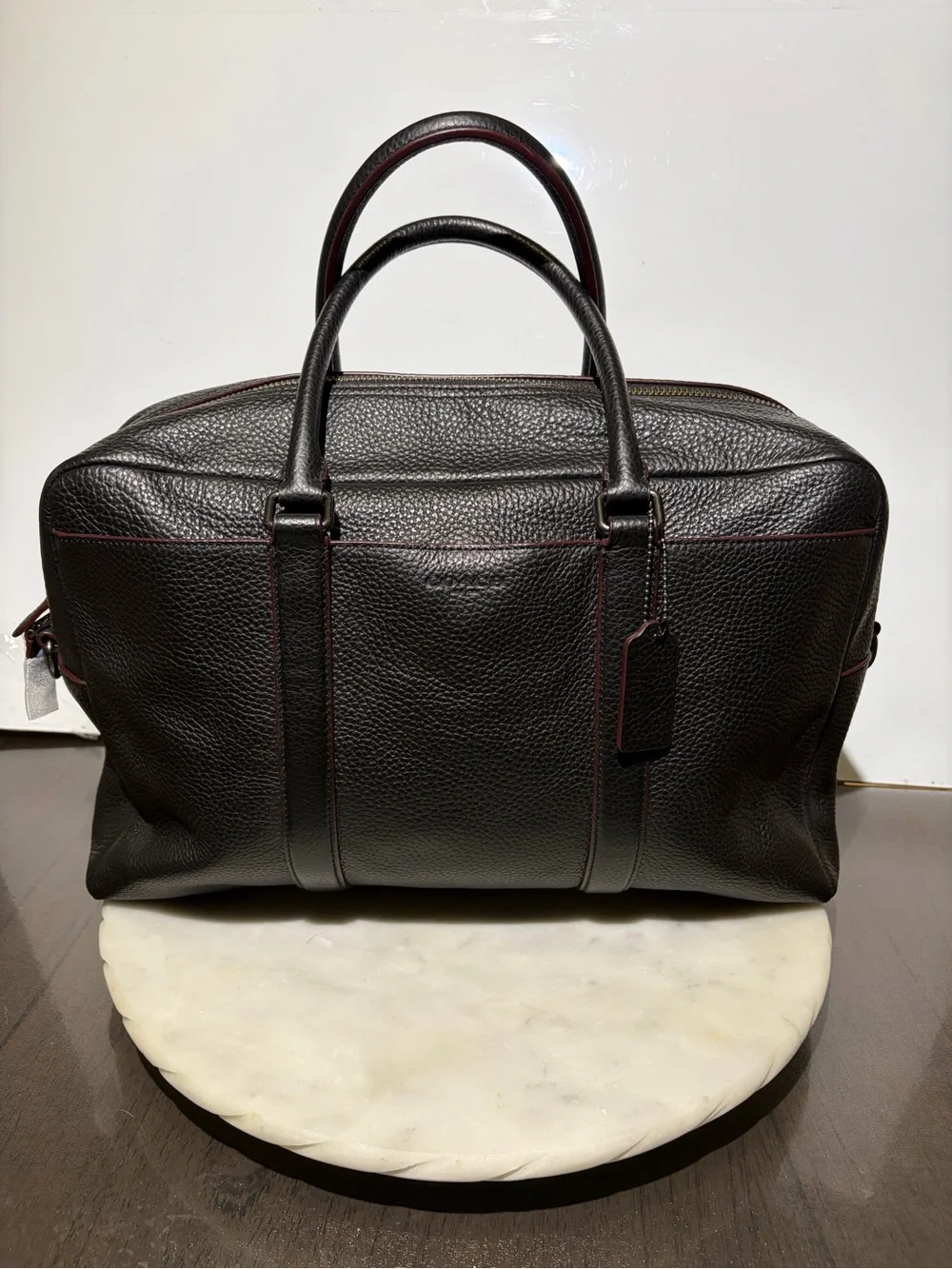 NEW Coach Trekker Bag Signature Pebbled Leather Black Luggage Carry All F78130